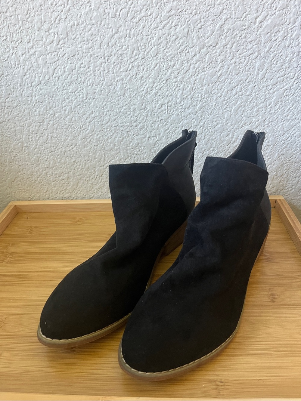 Black Suede Ankle Booties, Slip-On Chelsea Style